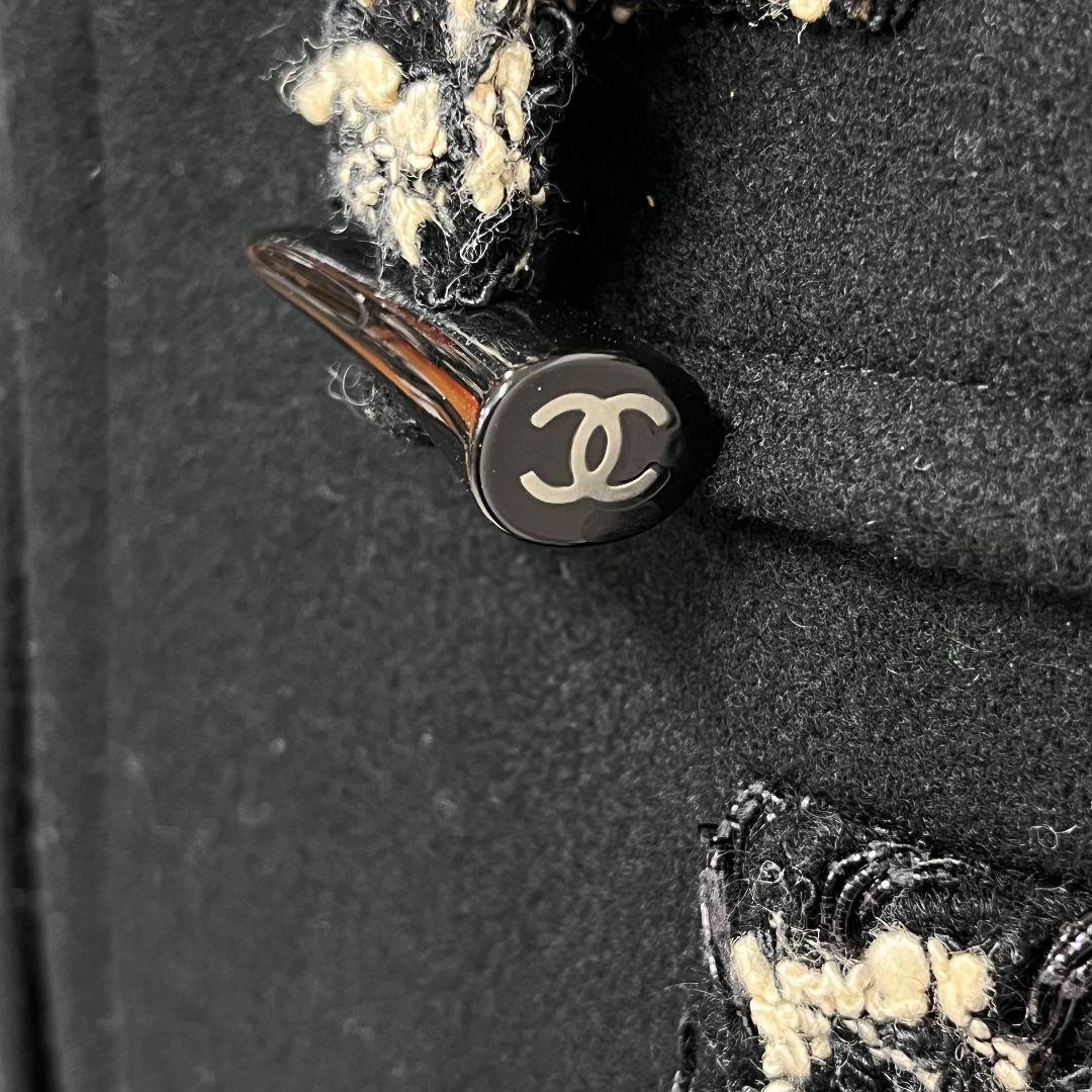 シャネル 15A P42310 ウール シルク混 ツイード 切替 ダッフルコート