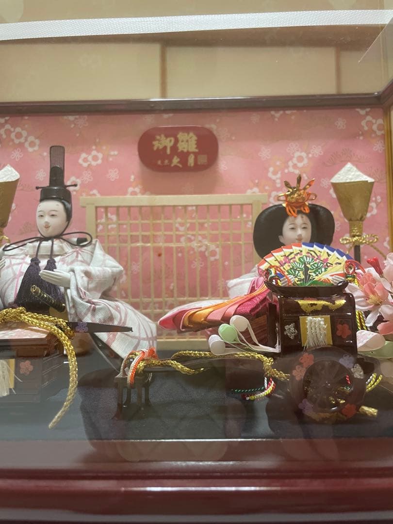 久月　親王飾り　ガラスケース入り