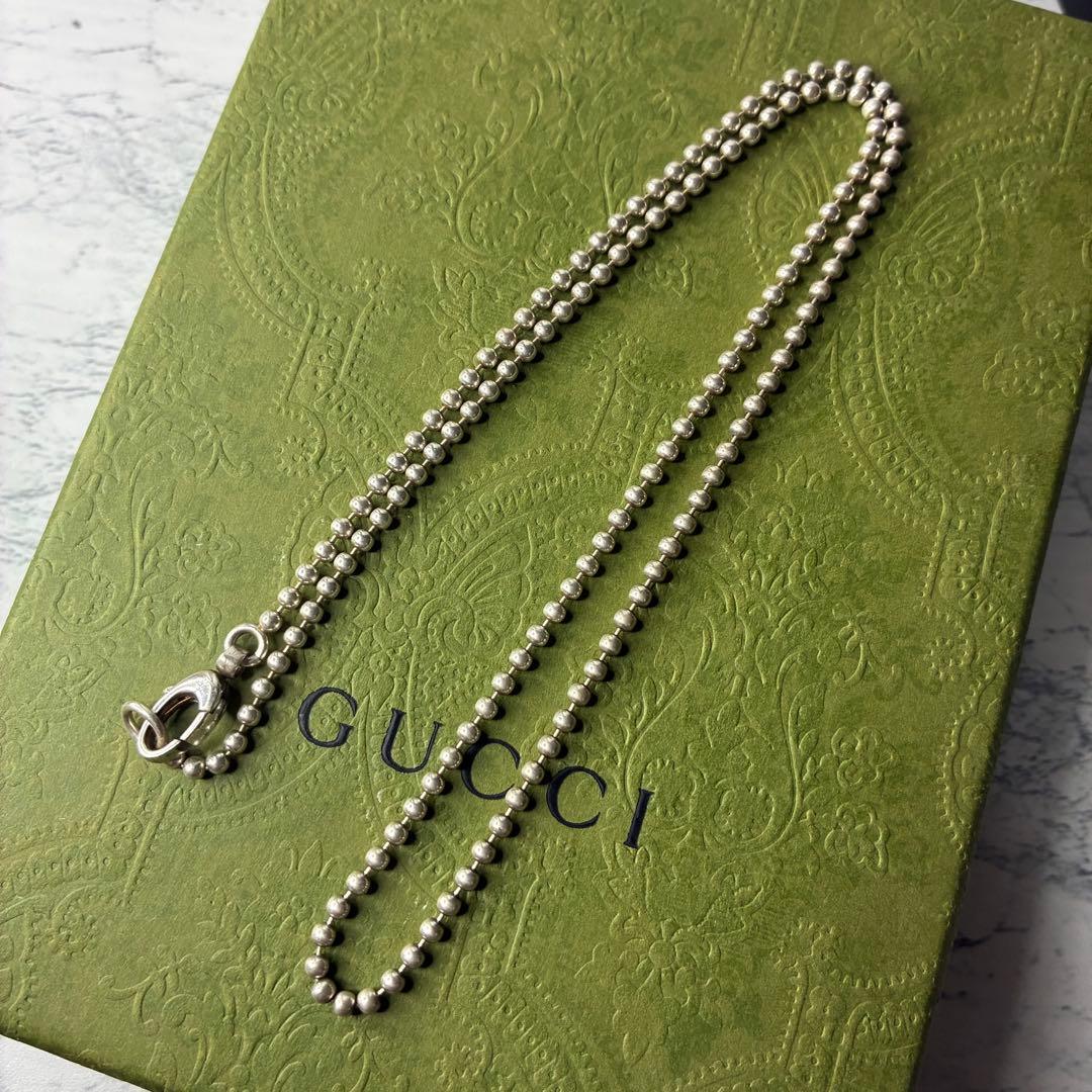 【極美品】 GUCCI ボールチェーン ロング ネックレス シルバー925