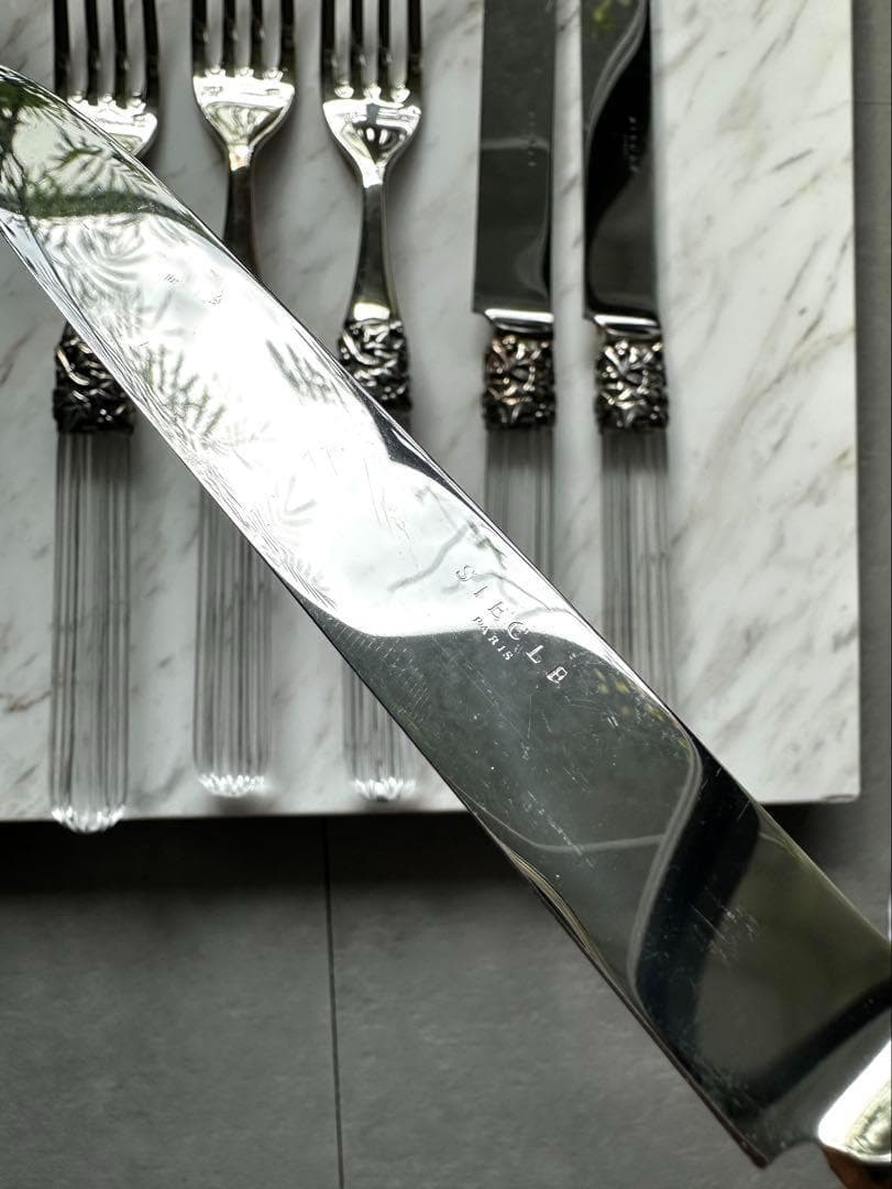値下★パリ 高級カトラリー シエクル クリスタルハンドル 9本セット フランス製