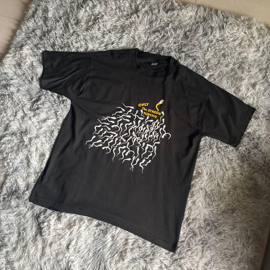 90's vintage 精子　エロ　Tシャツ　両面　希少　レア　着画あり