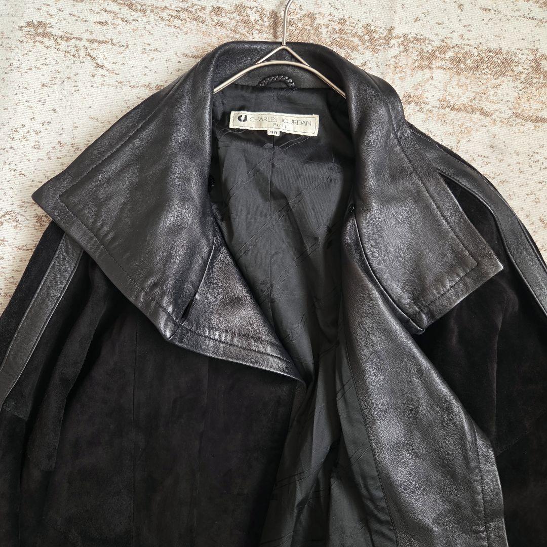 vintage シャルルジョルダン 本革レザーコート大きめシルエット　38/M