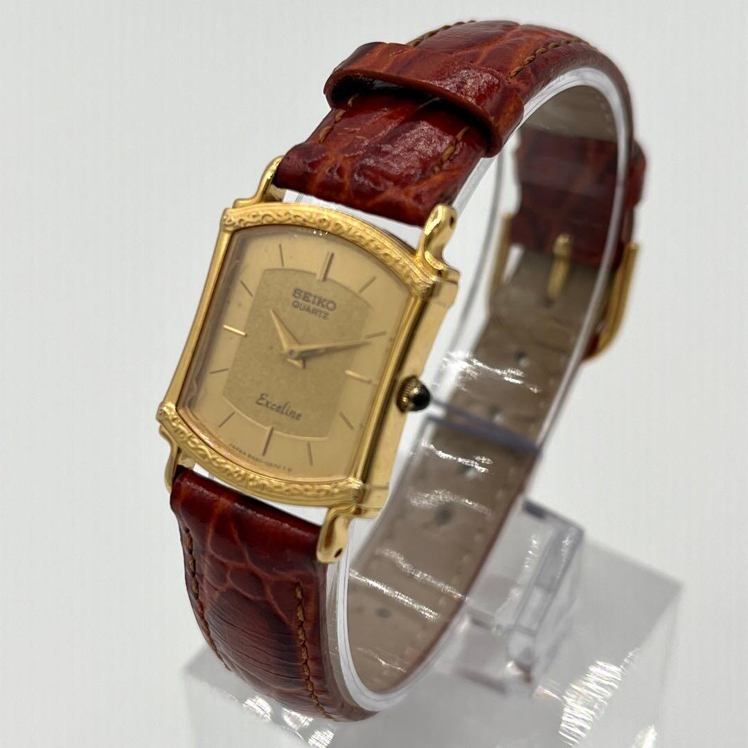 【稼動】14k SEIKO EXCELINE 腕時計 ゴールド クォーツ