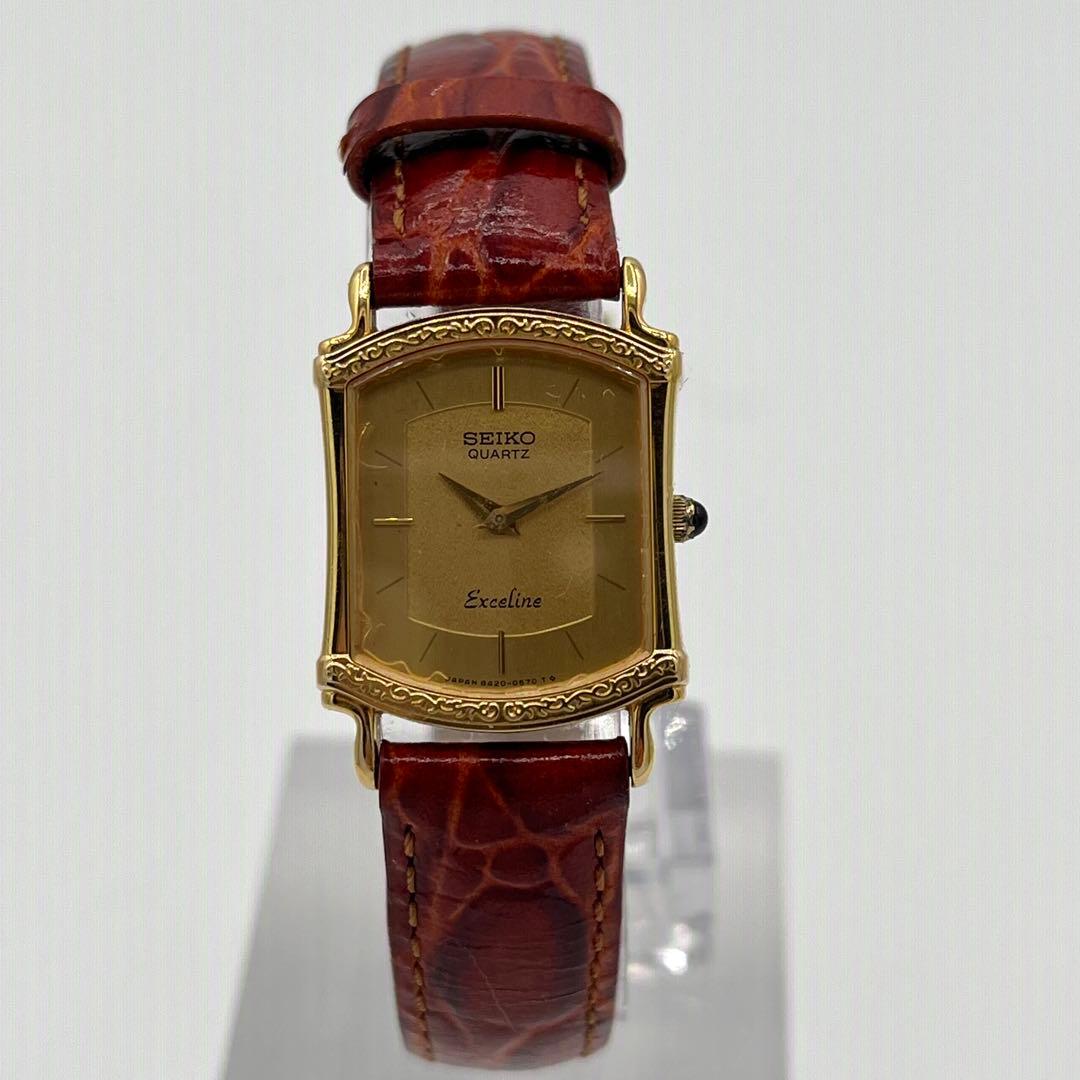 【稼動】14k SEIKO EXCELINE 腕時計 ゴールド クォーツ
