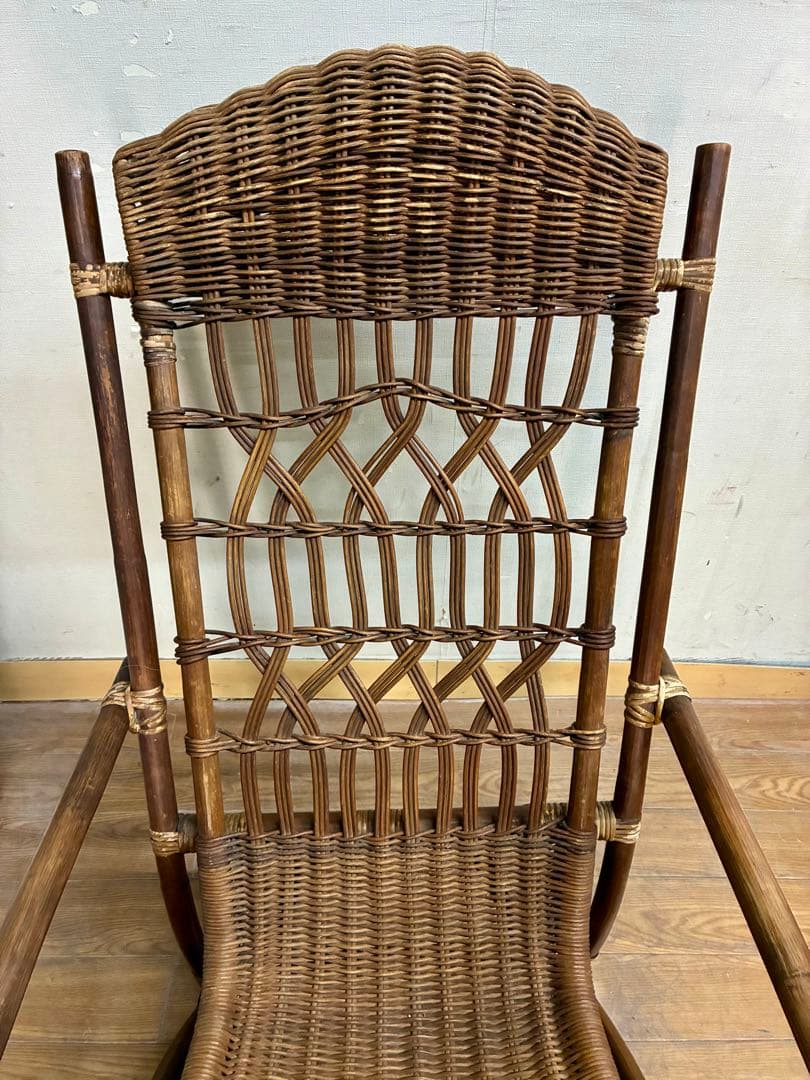 管448☆アジアンヴィンテージ☆ラタン☆藤☆ロッキングチェア☆揺り椅子