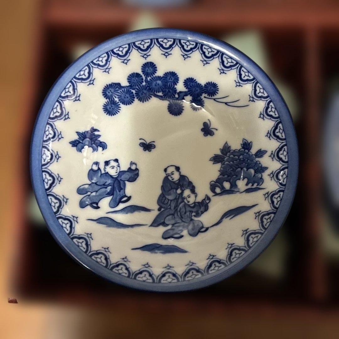 有田焼　鍋島華山　唐子絵柄　中皿10枚　昭和レトロ　和食器　割烹料理料亭食器
