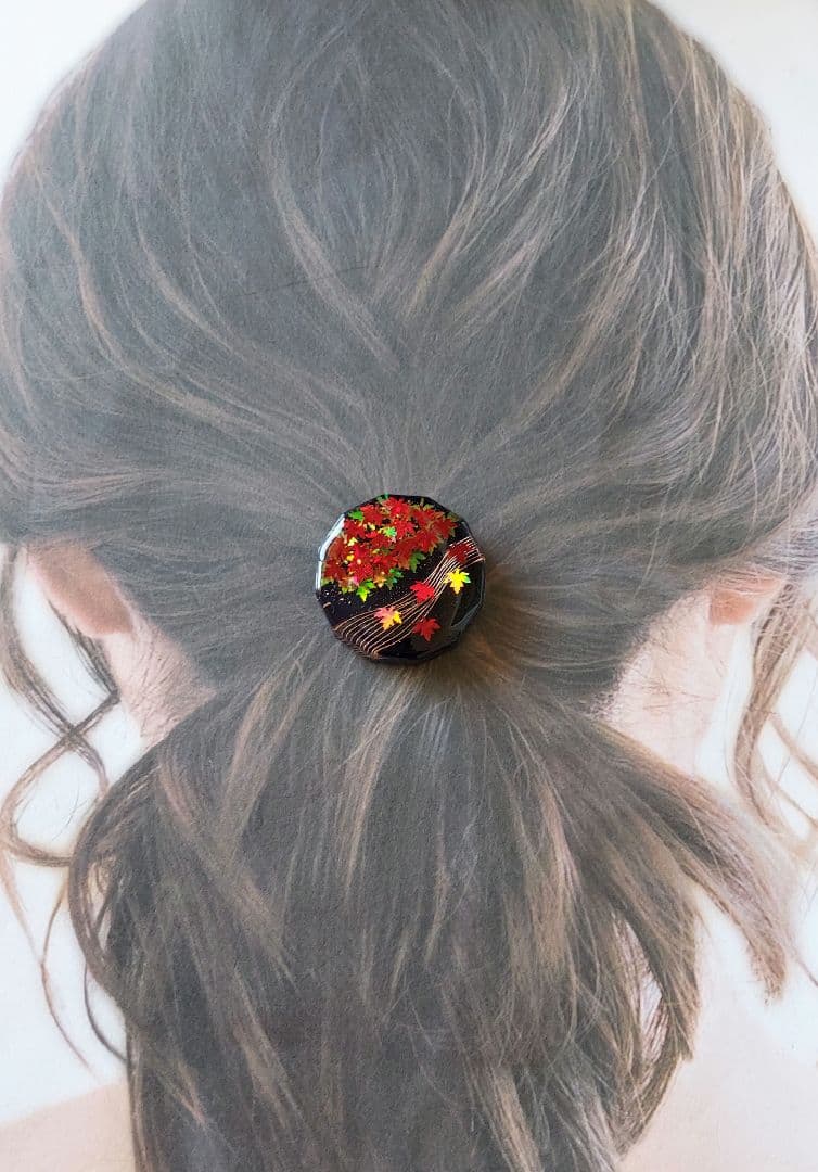 【1631】レジン　紅葉　ヘアゴム　ポニーフック　ブロ―チ　ハンドメイド