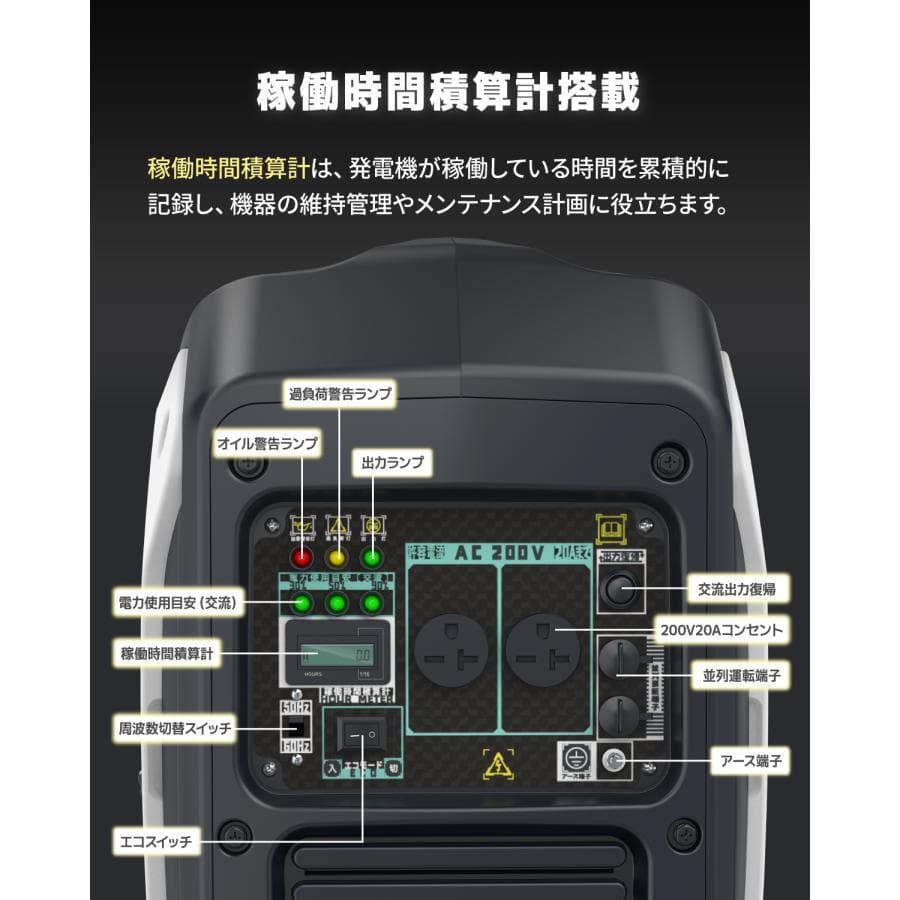 ★200V単相超低静音★Kareyouインバーター発電機 2200VA