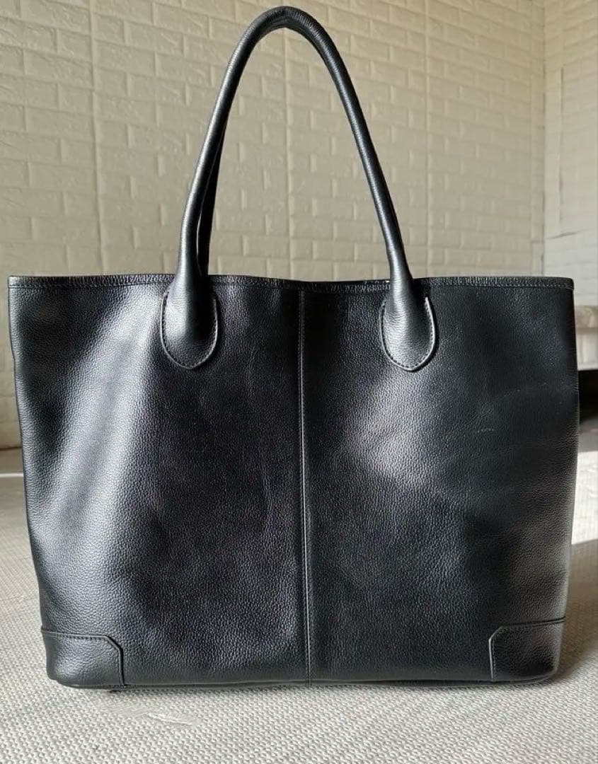 beams ブラック大容量　肩がけトートバッグ