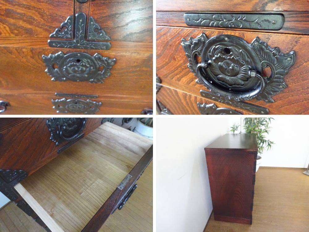 エンゼル　岩屋堂箪笥　TH-S012　整理箪笥　欅材　拭漆塗り　　民芸家具