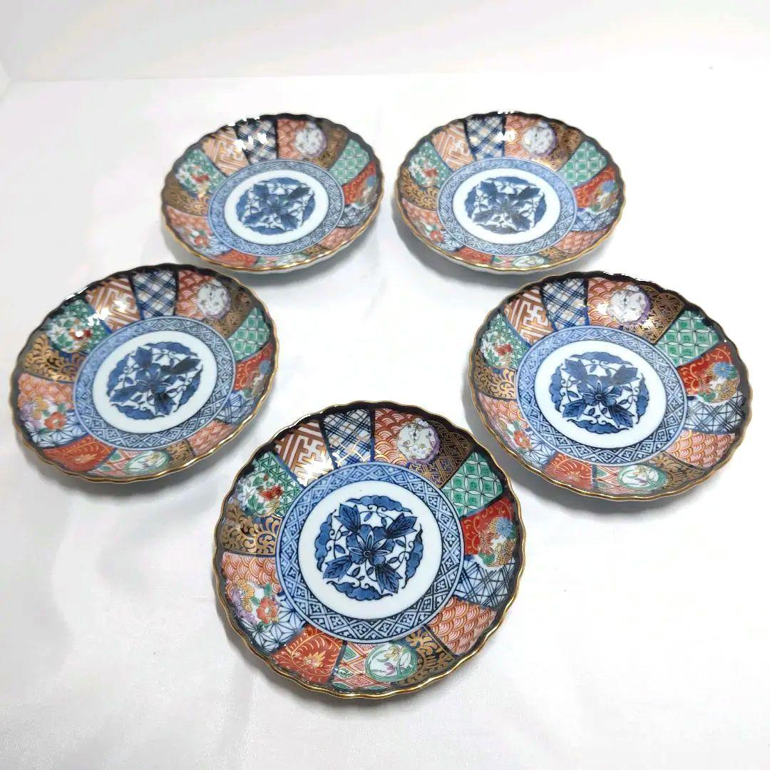 龍峰窯　祥瑞花丸紋　金彩　銘々皿　5枚　大鉢　盛鉢