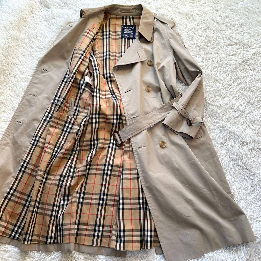 【希少XL 極美品】バーバリー　トレンチコート　ロング丈　ベルト完備　ベージュ