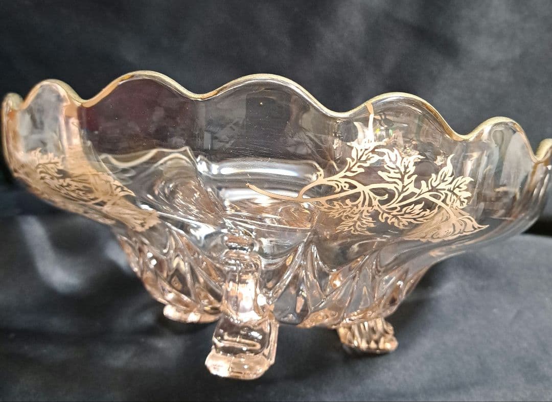 1930年代　アメリカ　シルバーオーバーレイ　ガラスのコンポート