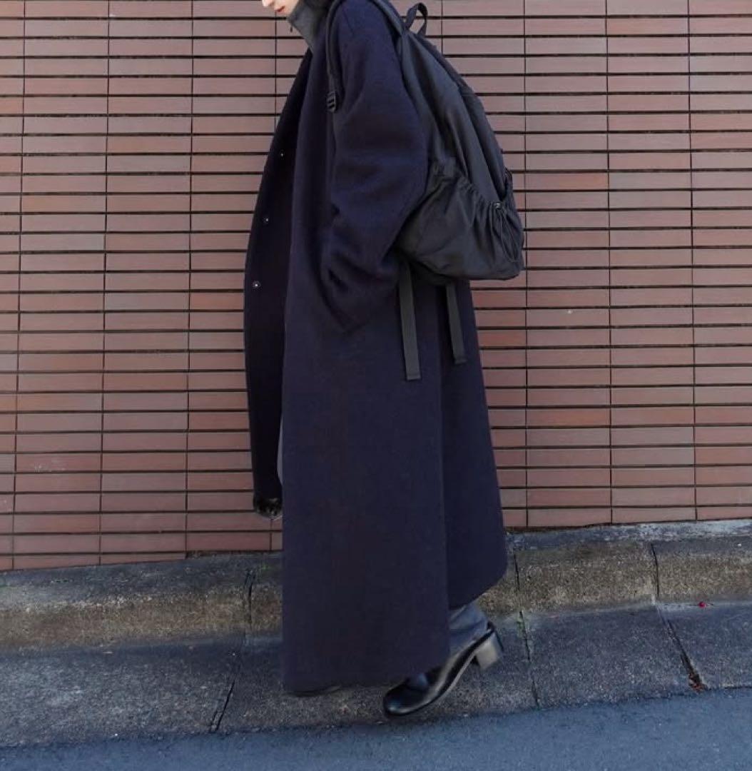 【新品】ànukeCollarlessCocoonCoat38ネイビーコート