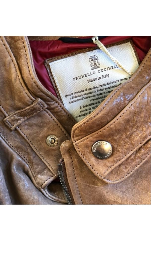 ブルネロクチネリbrunello cucinelli レザーライダースジャケット