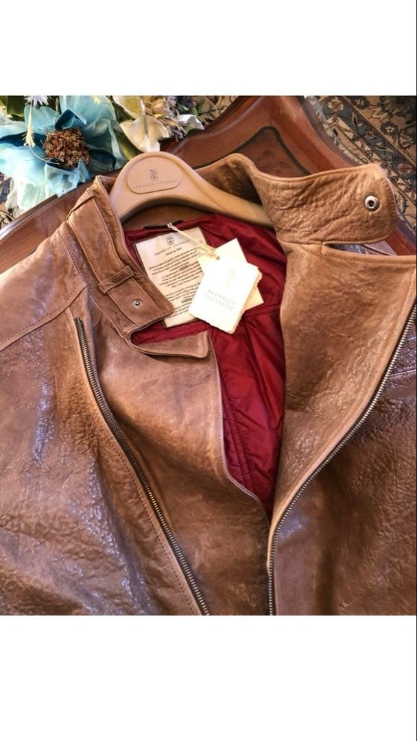 ブルネロクチネリbrunello cucinelli レザーライダースジャケット