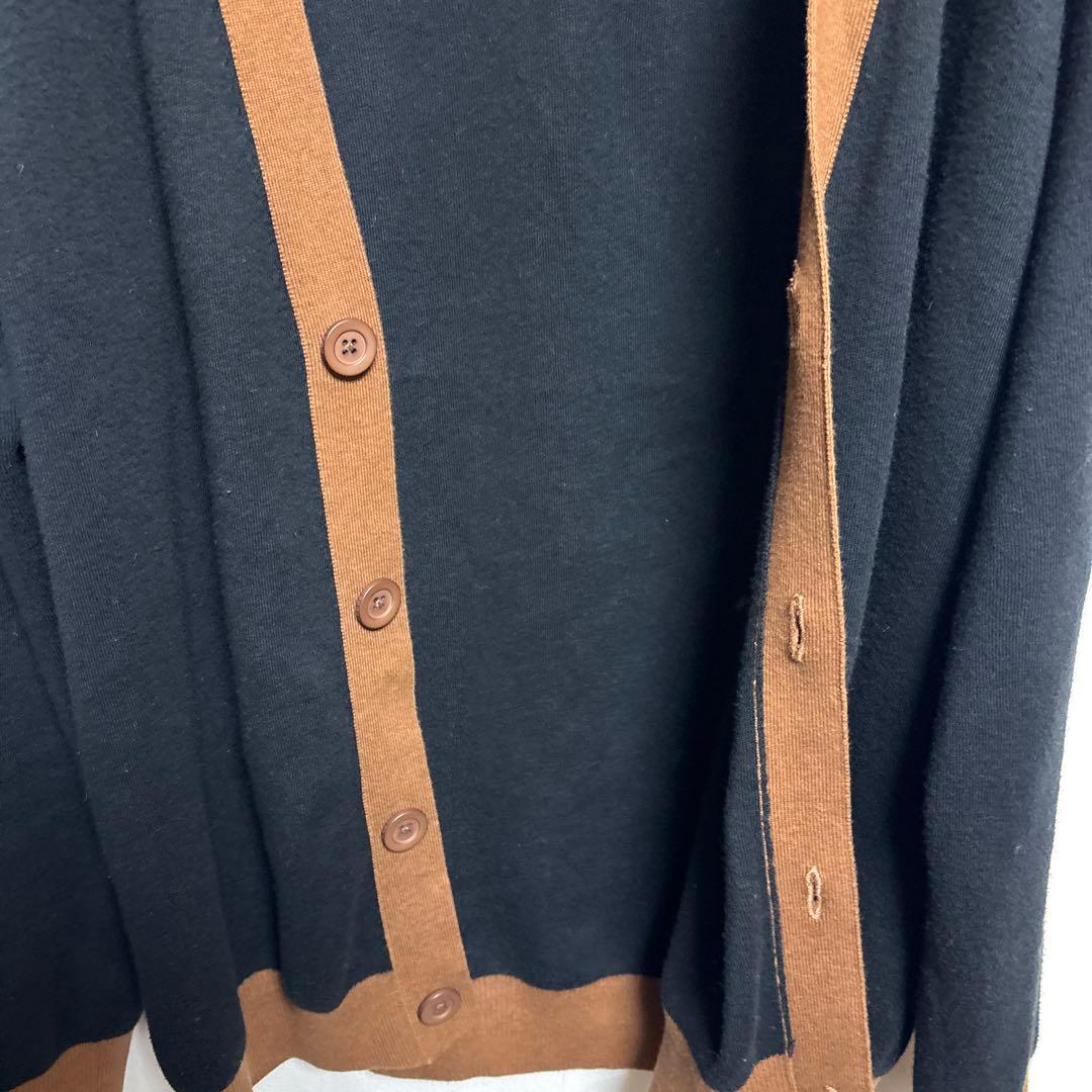 CABAN コットンカシミヤ バイカラーVネックカーディガン L