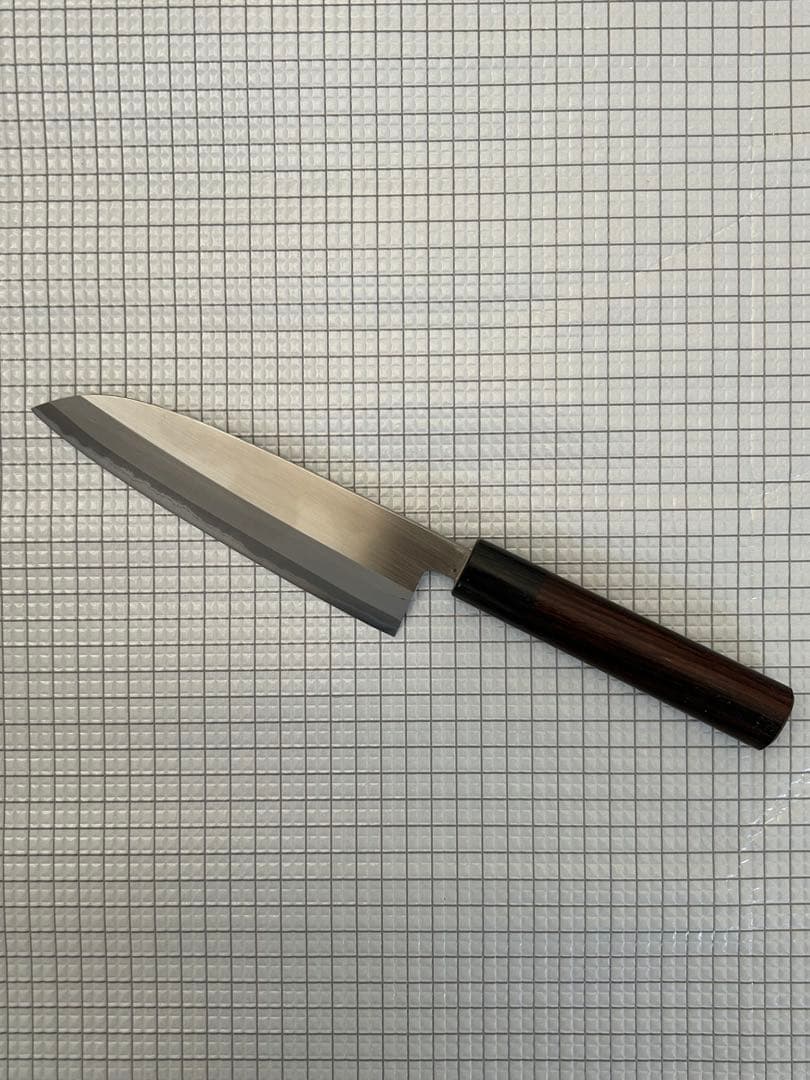 包丁 三徳包丁 三徳 青紙クラッド 165mm 紫檀シノギ柄