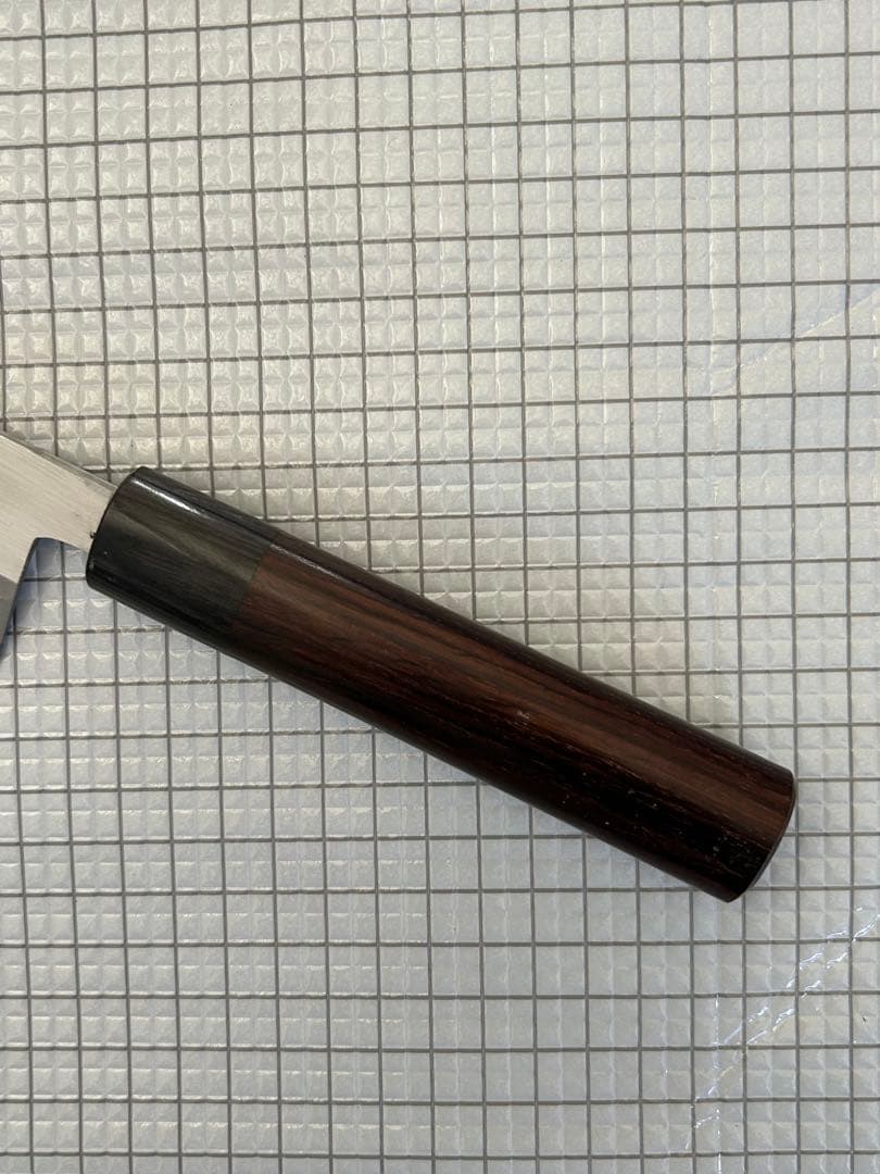包丁 三徳包丁 三徳 青紙クラッド 165mm 紫檀シノギ柄