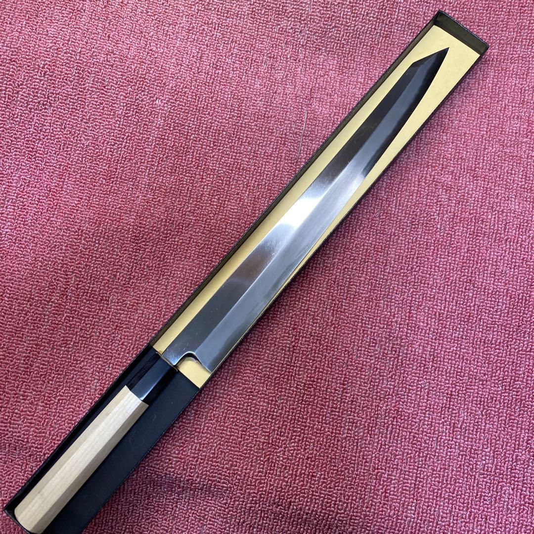 青二鋼　勘所切付柳刃包丁　360㎜　尺2寸