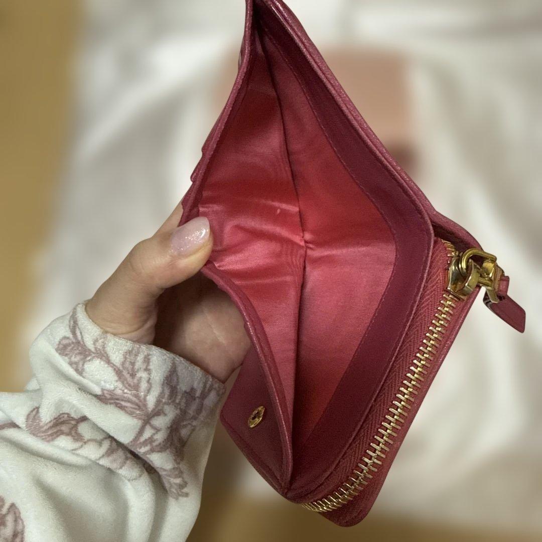 Miu Miu ミュウミュウ マテラッセレザー 二つ折り財布 ピンク