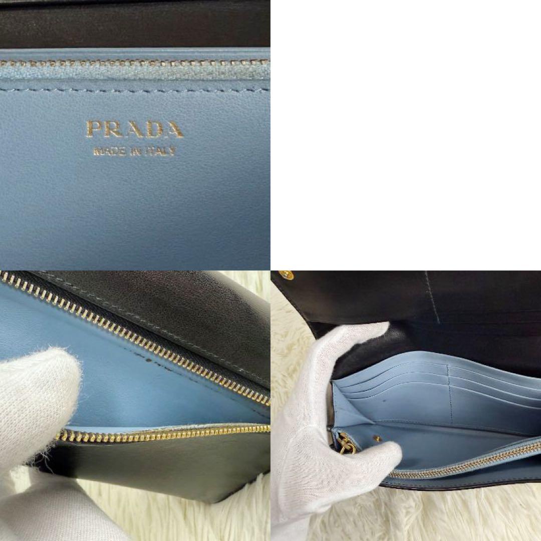 人気♡PRADA プラダ ブランドロゴ レザー ウォレット 長財布 ブラック