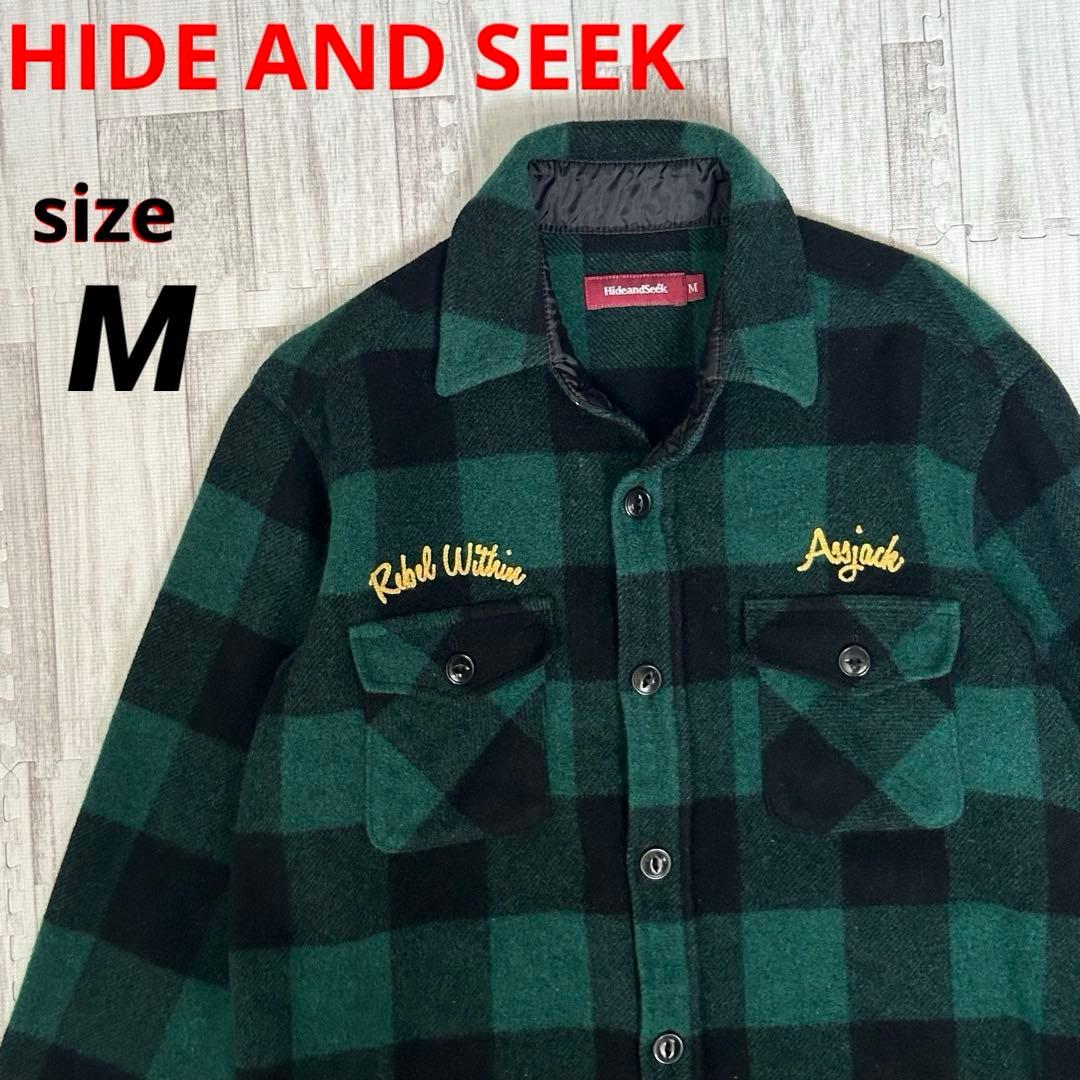 HIDE AND SEEK CHECK CPO JACKET ウール シャツ M