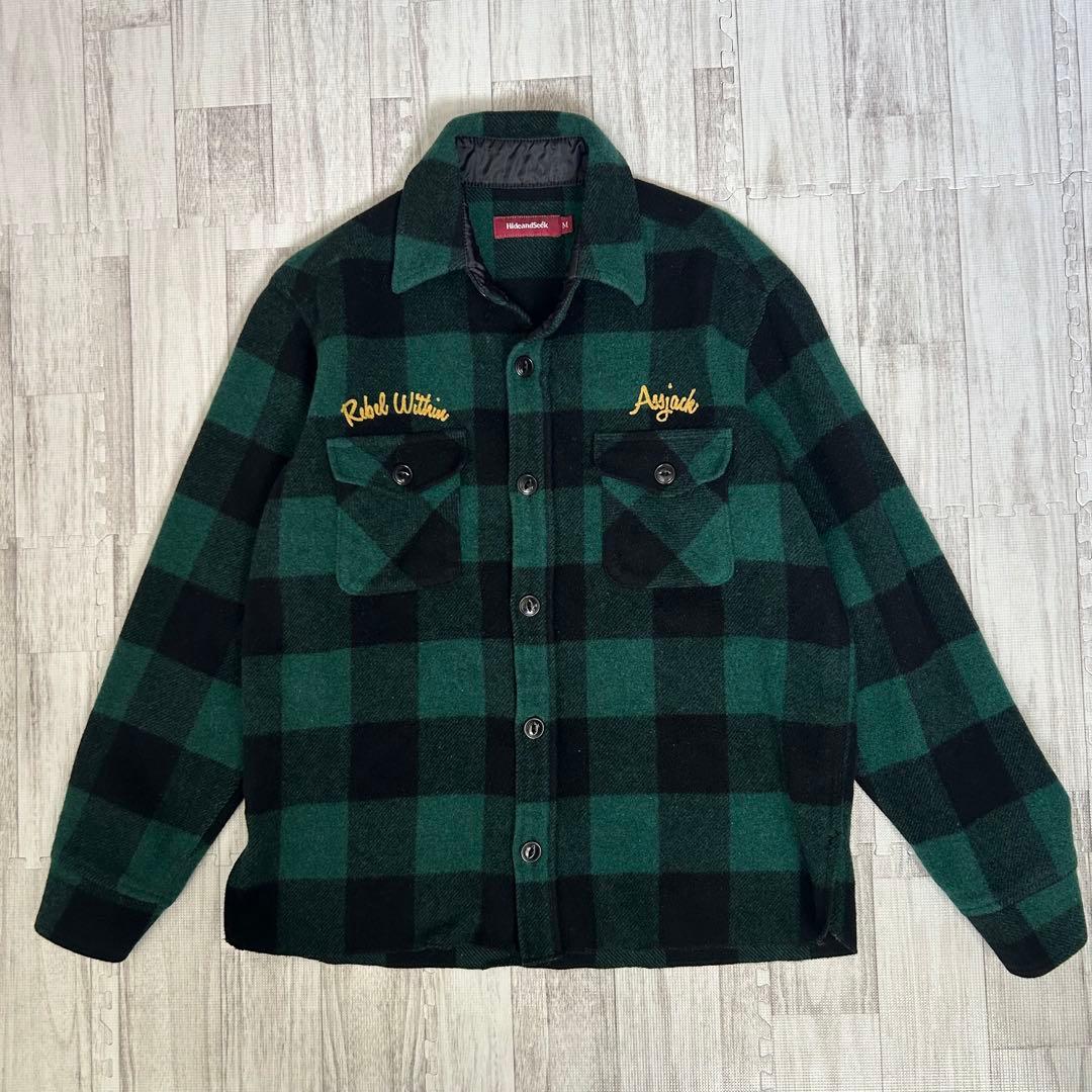HIDE AND SEEK CHECK CPO JACKET ウール シャツ M