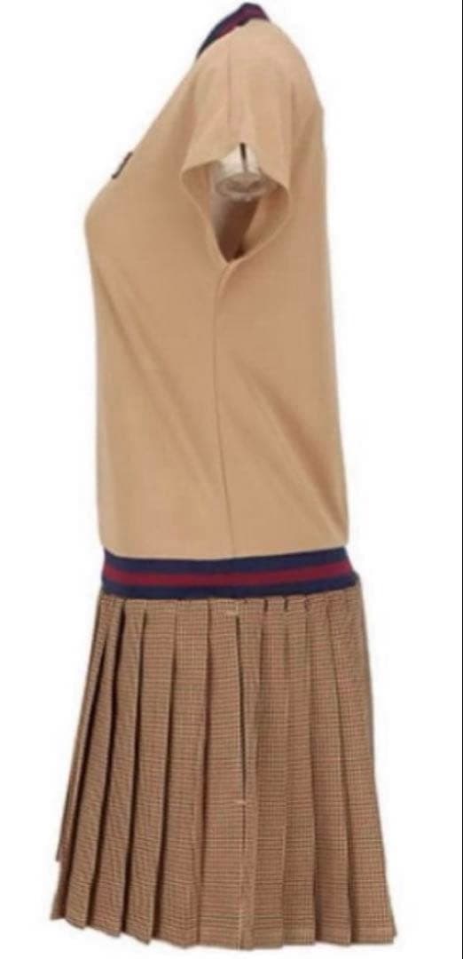 No.584 FILA ガンクラブチェックプリーツワンピ★CAMEL★