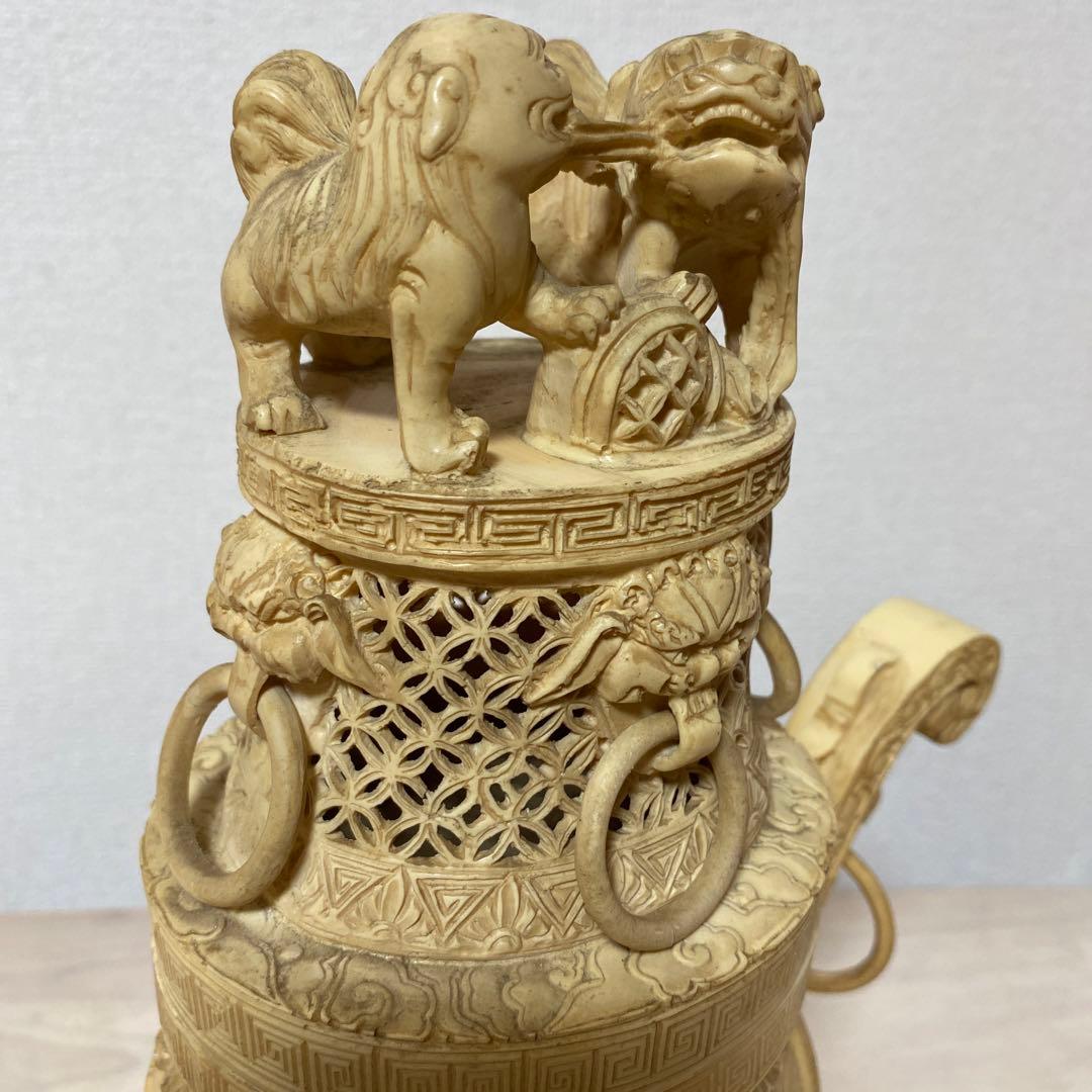 中国 香炉 アンティーク 古美術 骨董品 彫刻 匠の技 台座付 激レア 希少 壺