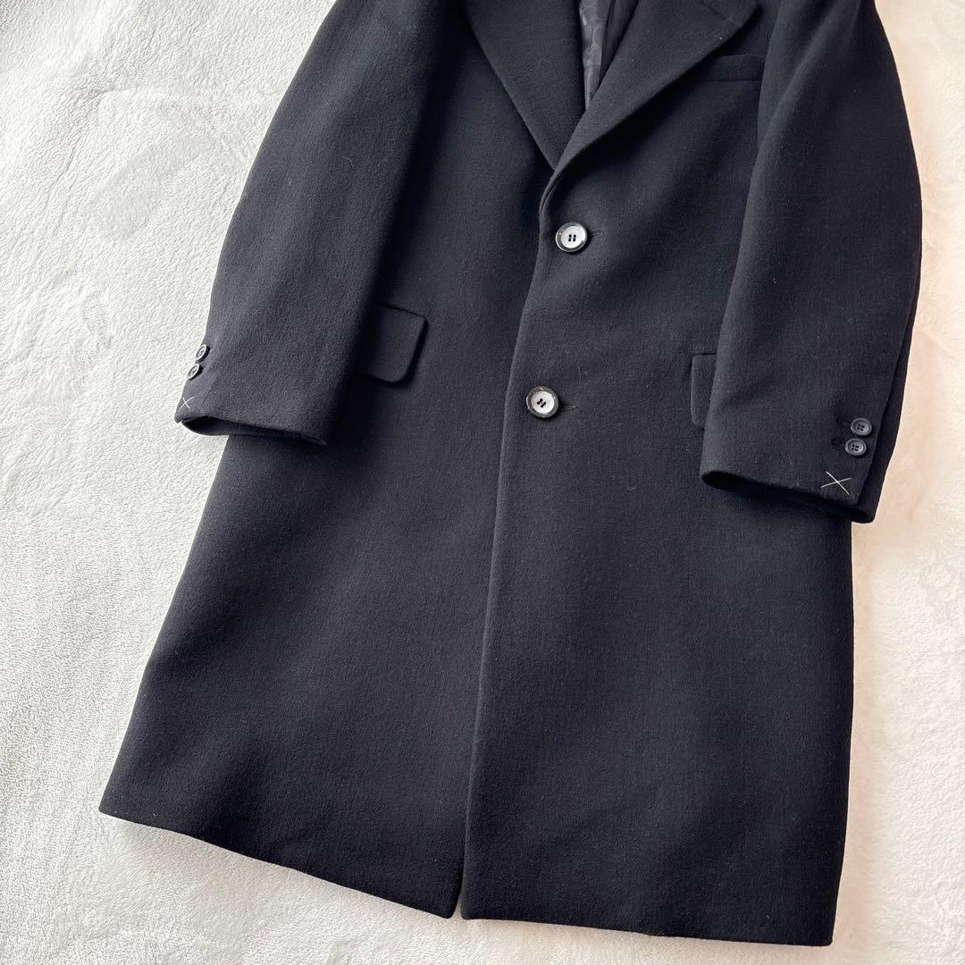 【未使用保管】コーチ　ロングコート　ウール　総柄　Pコート　ブラック　M