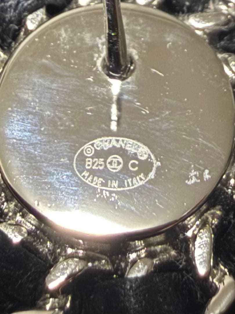 CHANEL ピアス ラムスキン CCロゴ シルバー