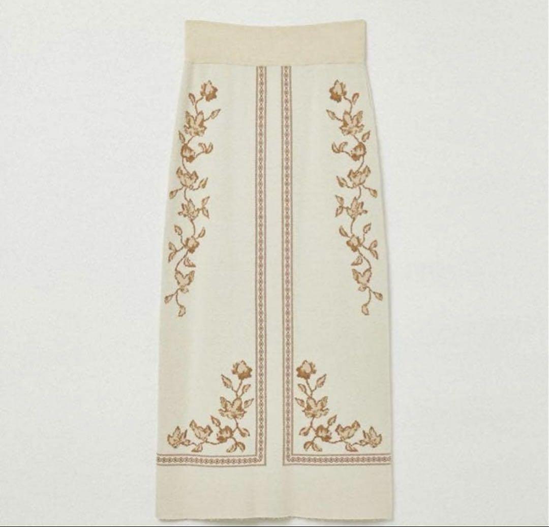 スカート Eaphi scarf motif knit skirt ivory