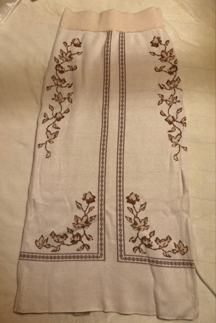 スカート Eaphi scarf motif knit skirt ivory