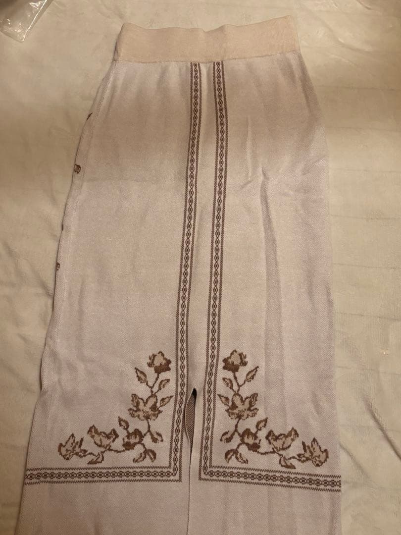 スカート Eaphi scarf motif knit skirt ivory