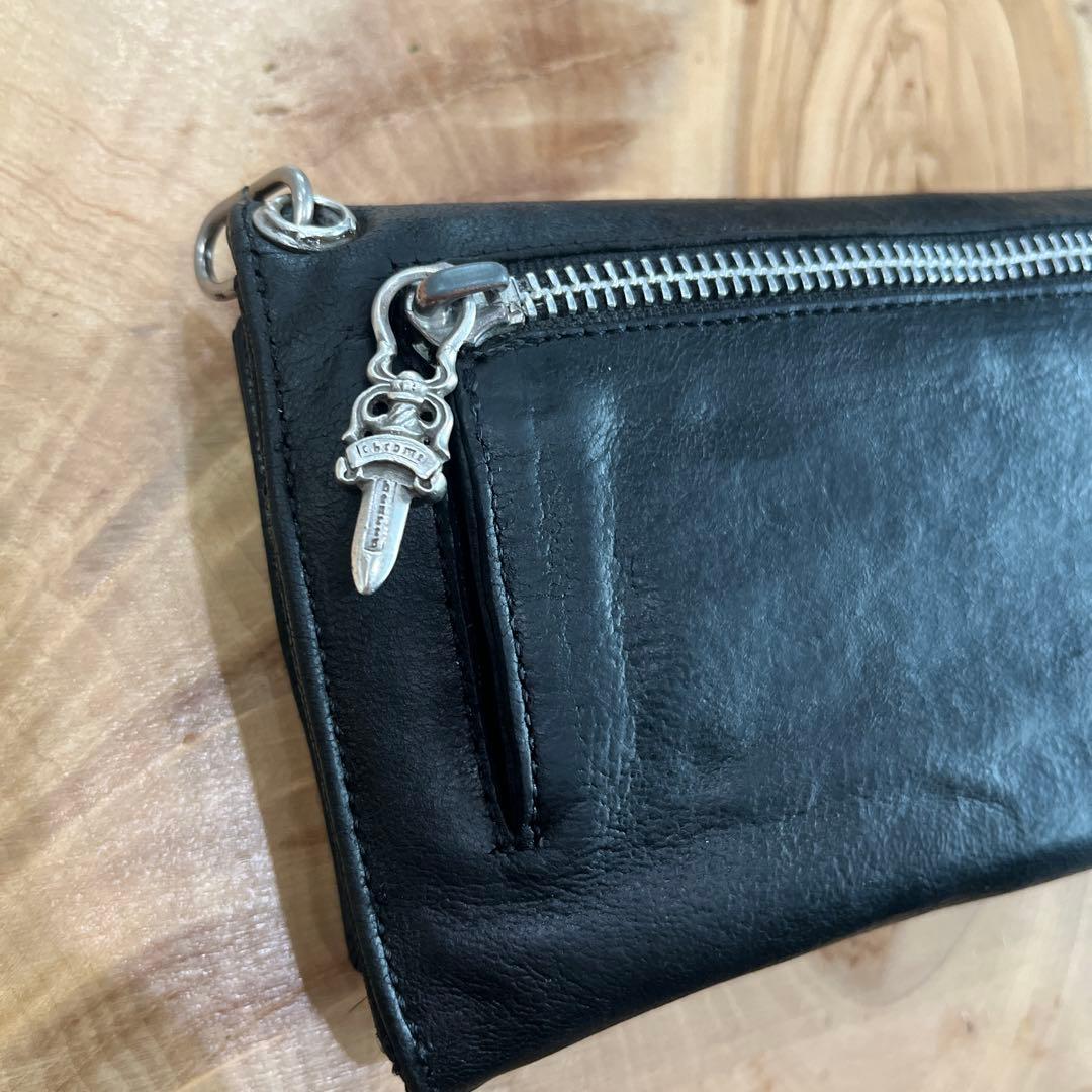 Chrome Hearts Wave Wallet クロスボタン ブラック