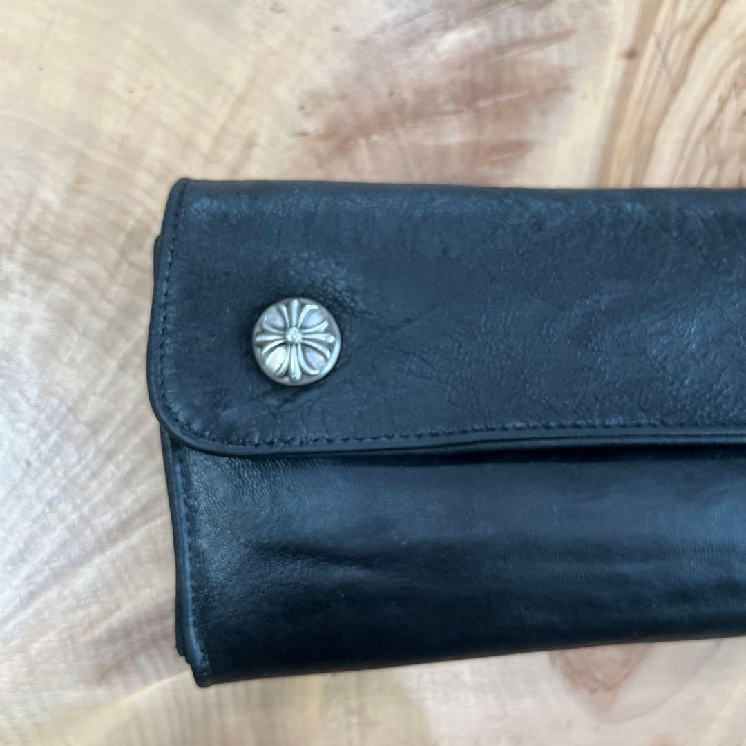 Chrome Hearts Wave Wallet クロスボタン ブラック