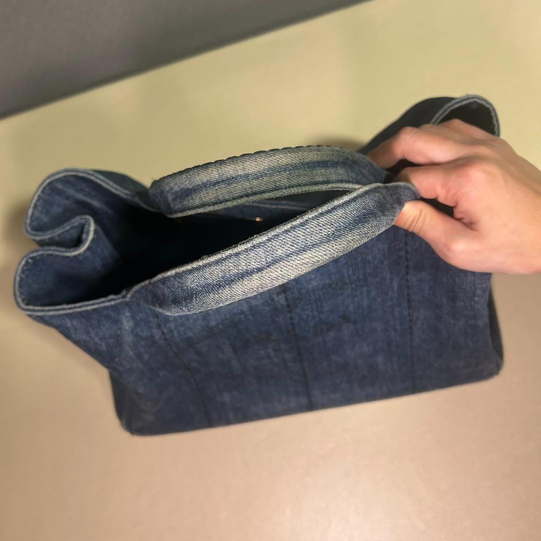 【鑑定済】PRADA プラダ カナパ Mサイズ AVIO デニムトートバッグ