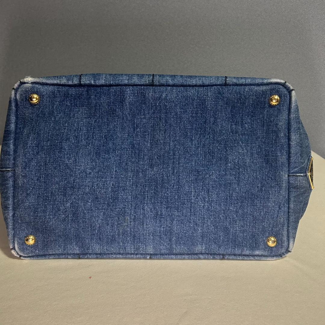 【鑑定済】PRADA プラダ カナパ Mサイズ AVIO デニムトートバッグ