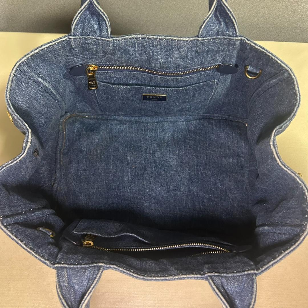 【鑑定済】PRADA プラダ カナパ Mサイズ AVIO デニムトートバッグ