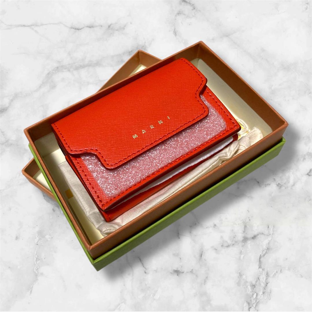 MARNIマルニ★三つ折りミニ財布トリフォールドウォレット★インディアンオレンジ