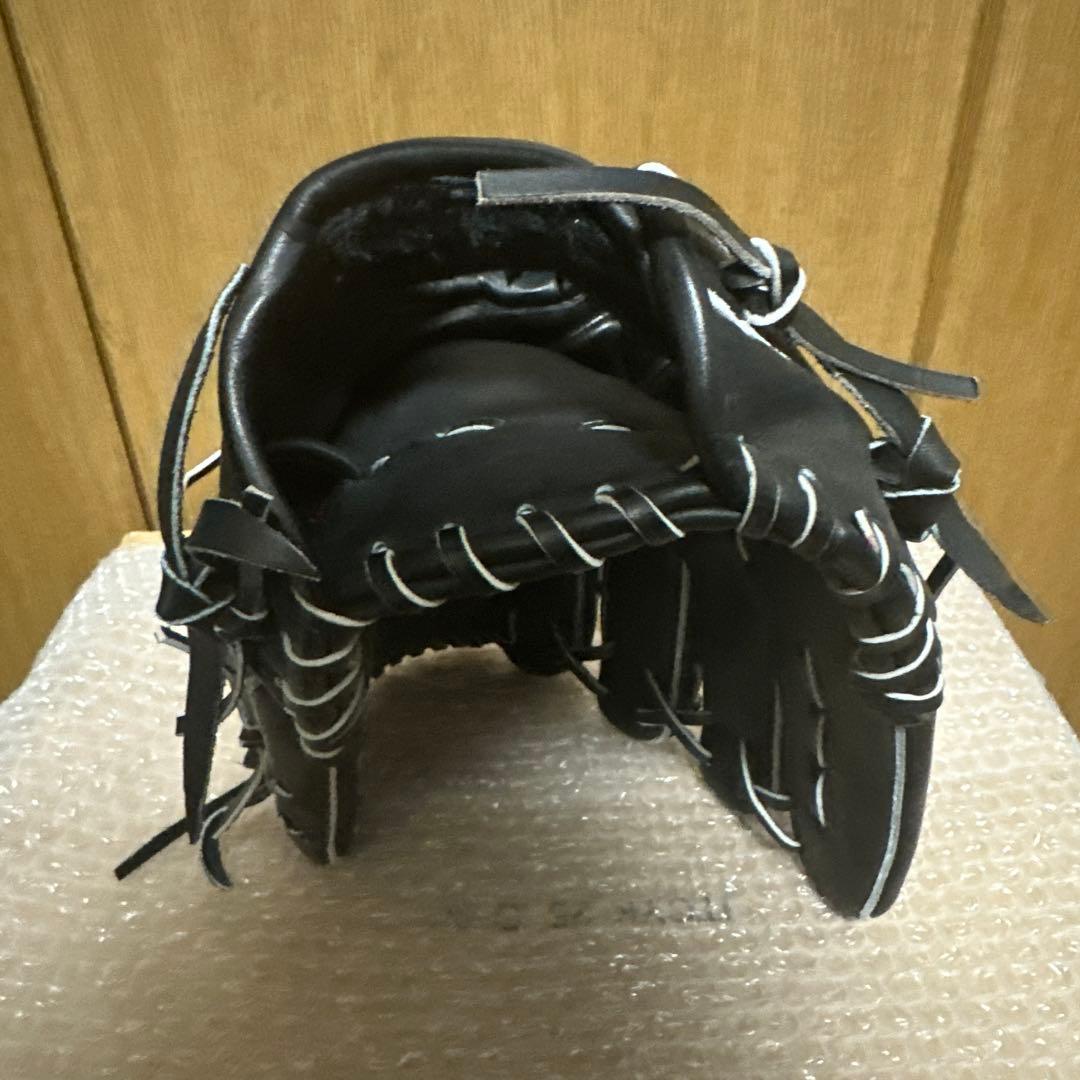 軟式野球グローブ 黒 ストライプ レザー