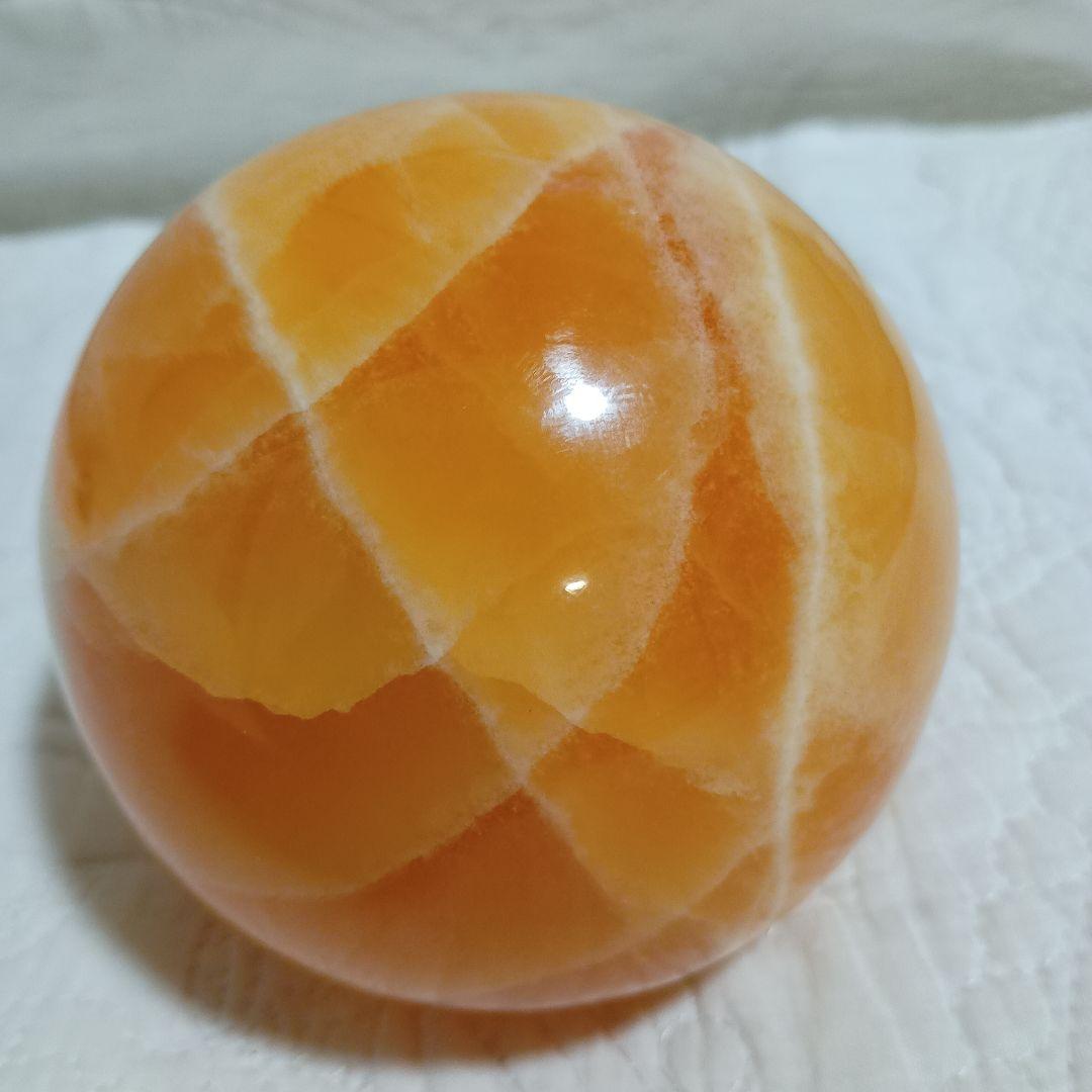 オレンジ カルサイト 丸玉 直径11cm 天然石 パワーストーン スフィア