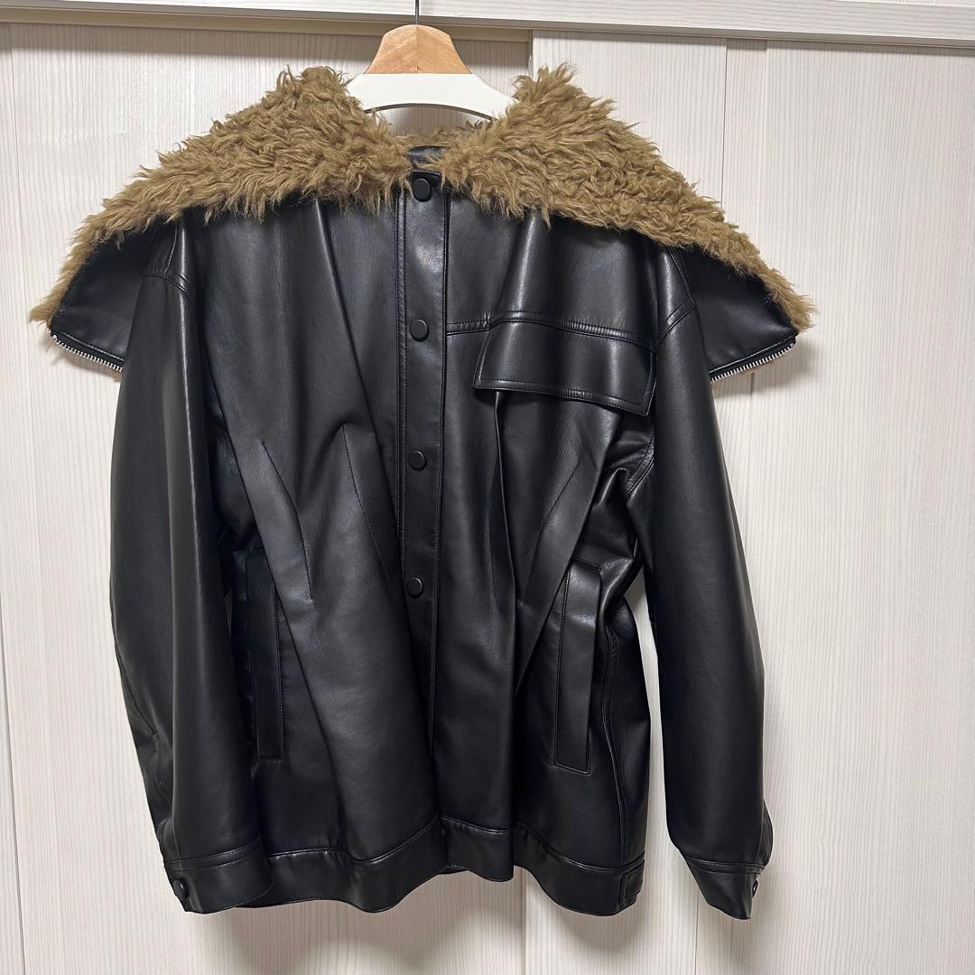 ジャケット・アウター IRENE FUR HOODED LEATHER JACKET