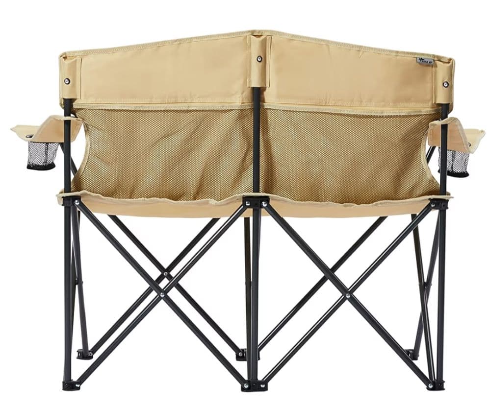 【新品未使用】2人掛けベージュ アウトドアチェア BBQキャンプ椅子