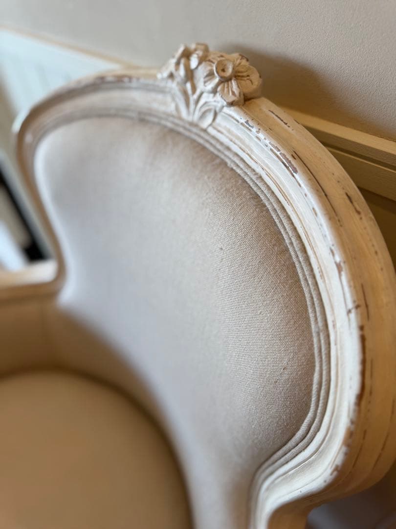サラグレースデビューシリーズフレンチスタイルホワイトリネン 1人掛けソファ