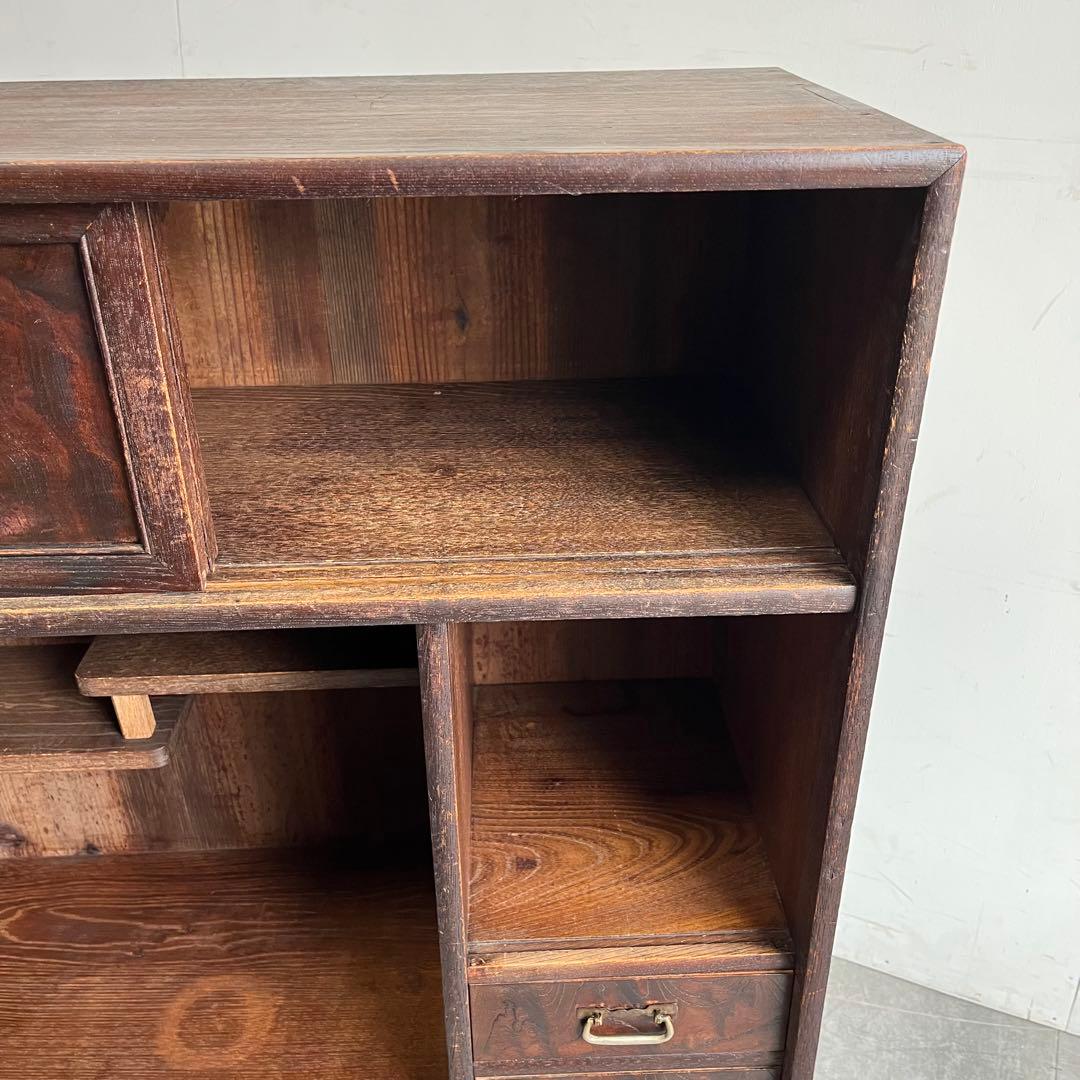 アンティーク 飾り棚 茶箪笥 シェルフ 昭和レトロ 無垢材 z438