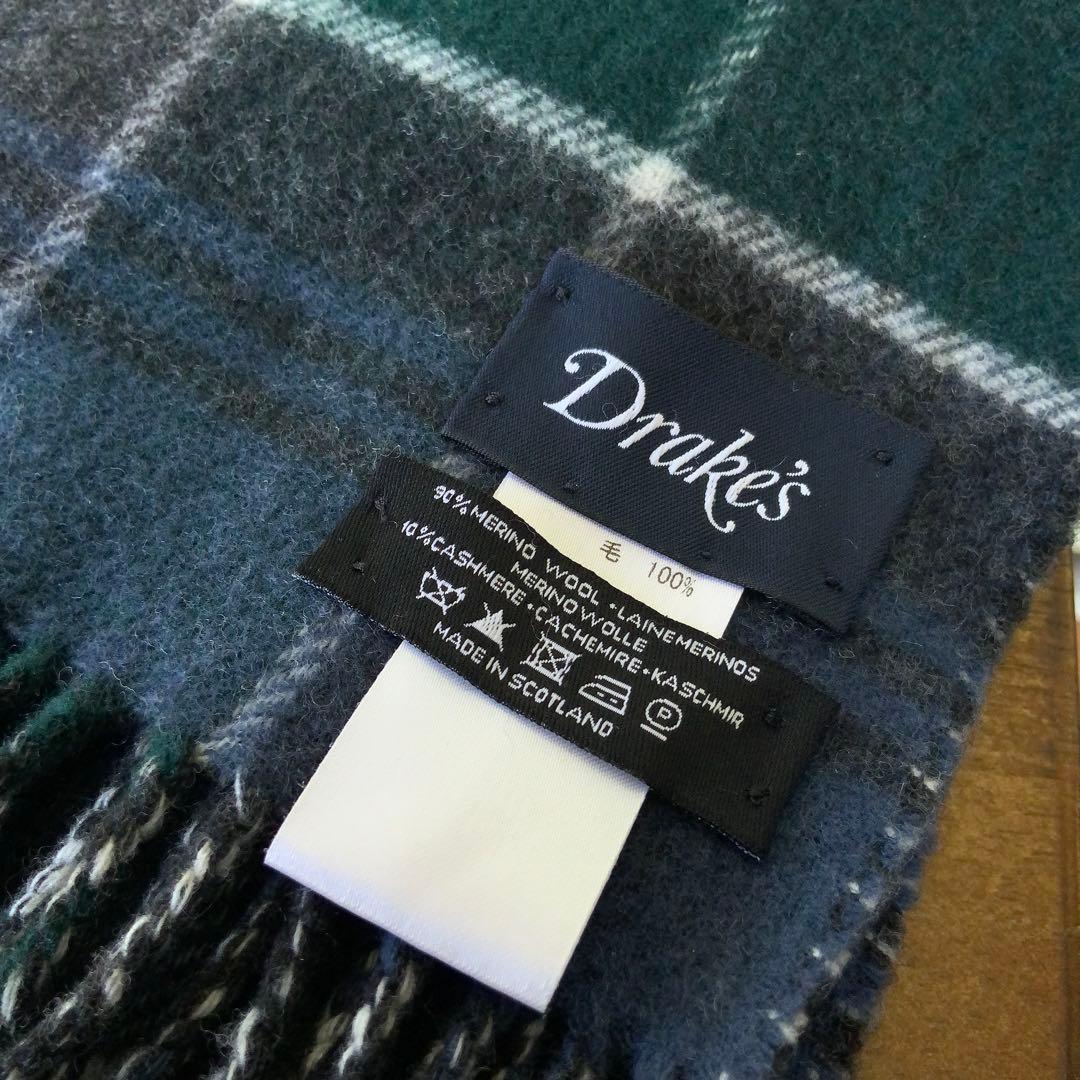 DRAKE’S ドレイクス ウールカシミヤストール 英国製 リバーシブル