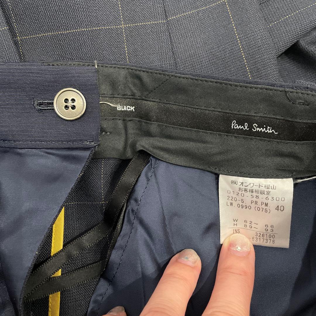 Paul Smith BLACK 新品チェック柄ビジネススーツ　ネイビー　L42