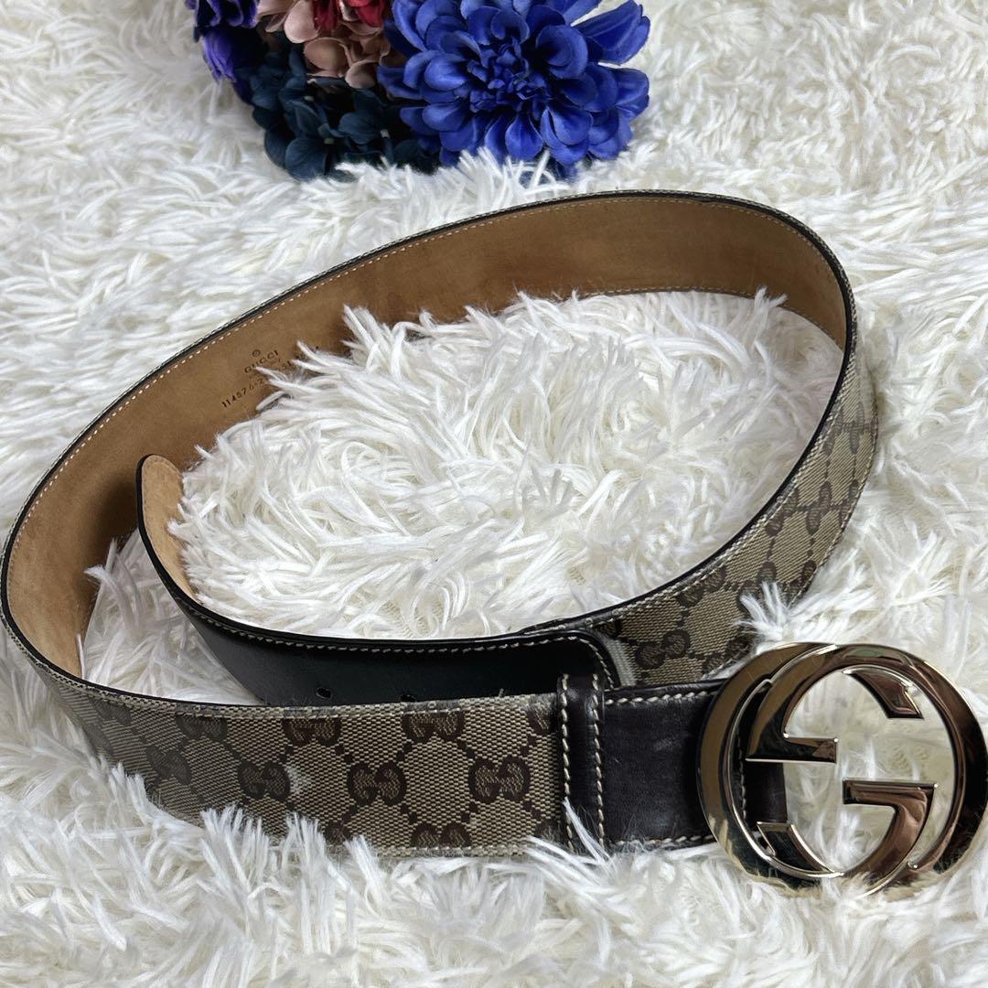 GUCCI GGスプリームキャンバスベルト 85/34
